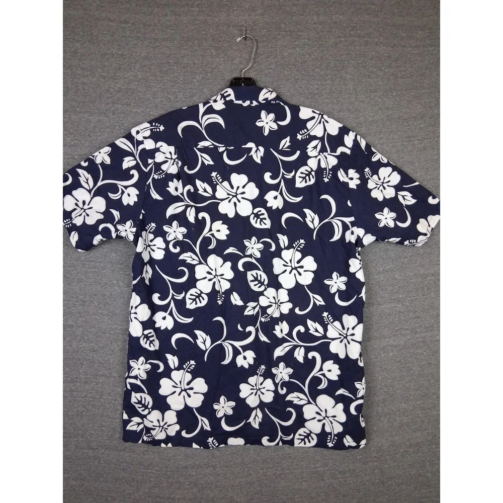 RJC Mens Shirt Large Blue Floral Tropical Hawaiian USA Made‎ VTG Resort